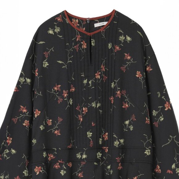 Unique CLANE Original Classic Vintage Black Floral Long Sleeve Maxi Dress - Picture 8 of 11